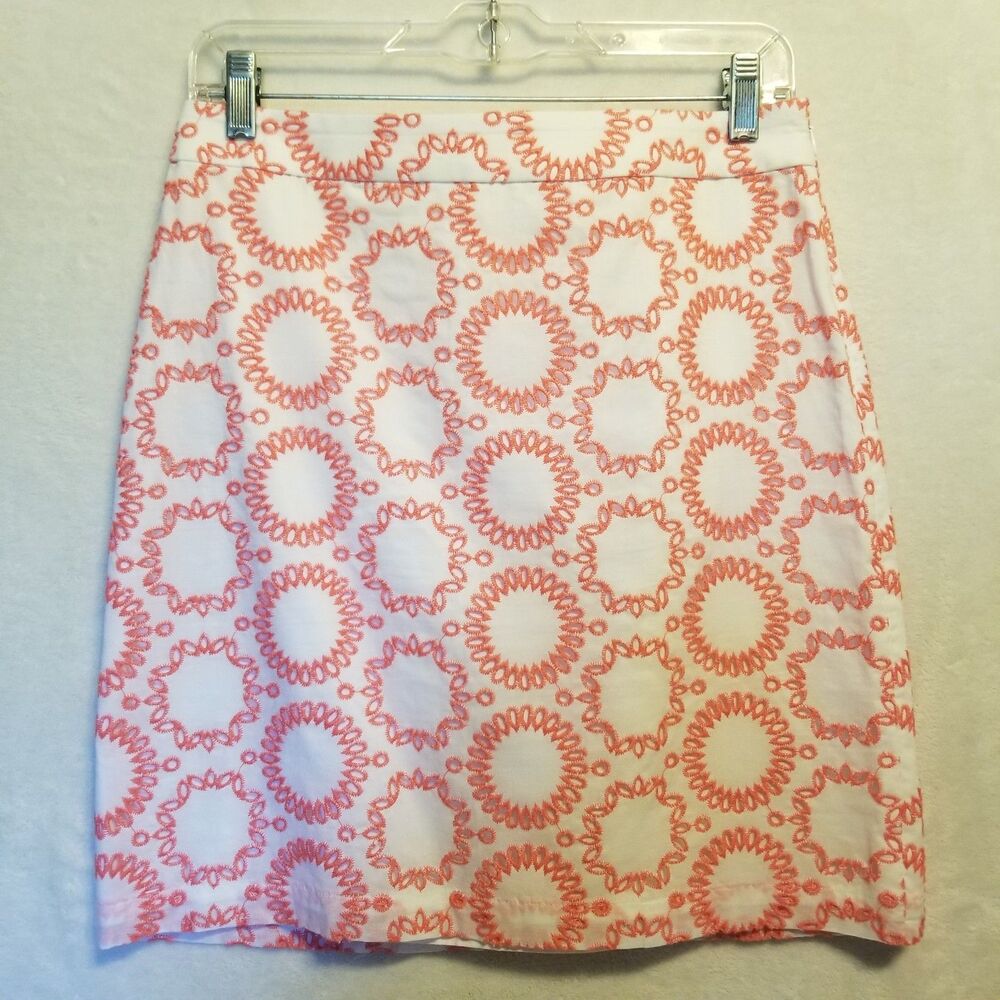 Banana Republic Milly 4 Skirt Cotton Lined Short Pink Embroidered Eyelet Whimsy